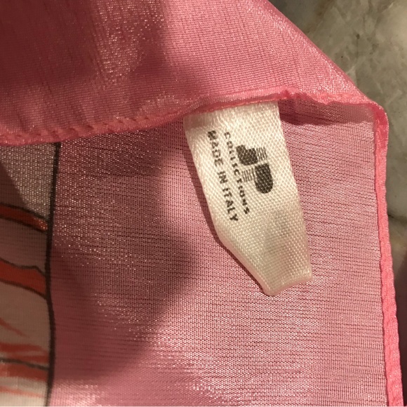 JP Collection Womens Scarf Pink Blue Yellow Italy Square Vintage Estate 34x34. - Picture 6 of 7